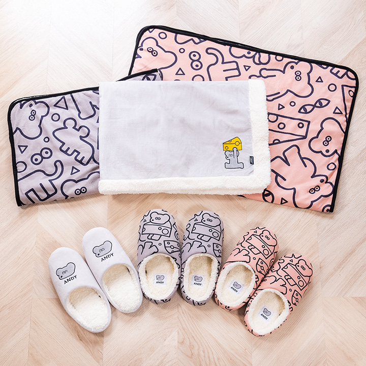 ルームシューズ　ルームシューズ 総柄 ブランケット ブランケット 総柄