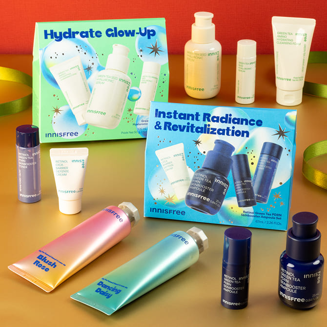 イニスフリー　マイパフュームド ハンドクリーム デュオ ホリデーセット 2025　イニスフリー　レチノール PDRN アドバンスド セラム ホリデーセット 2025　イニスフリー　グリーンティーシード ヒアルロン セラム ホリデーセット 2025