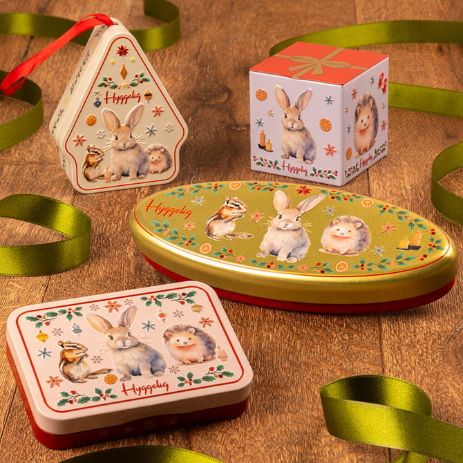 フォレストアニマル　オーナメント缶、ギフトボックス、ギフトボックス缶　ギフトオーバル缶