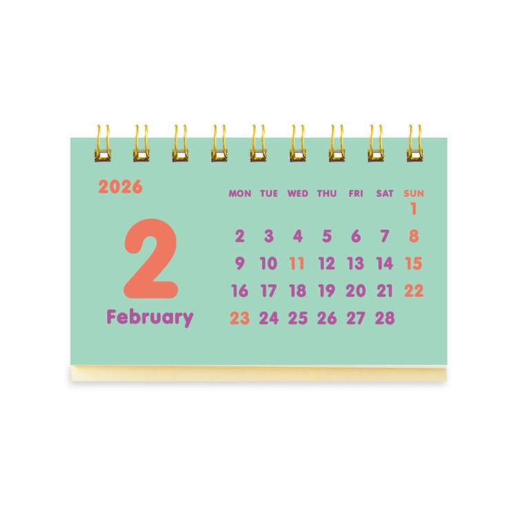 2026年1月始まりカレンダー 卓上 名刺サイズ グラフィック グラフィック