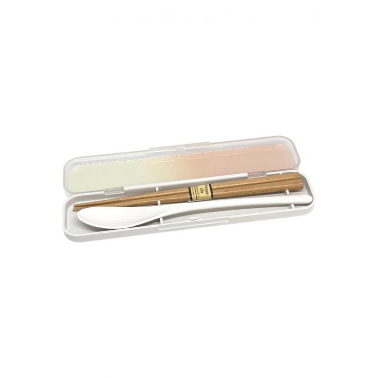 箸・スプーンセット 各18cm アイボリー×ピンク アイボリー×ピンク