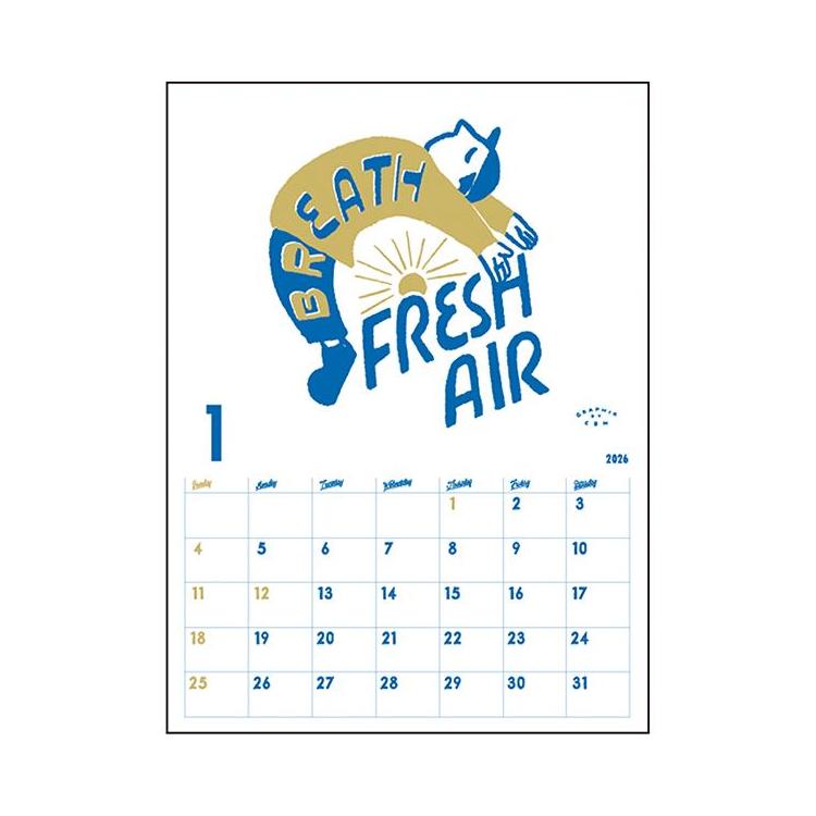 2026年1月始まりカレンダー 壁掛け チョークボーイ