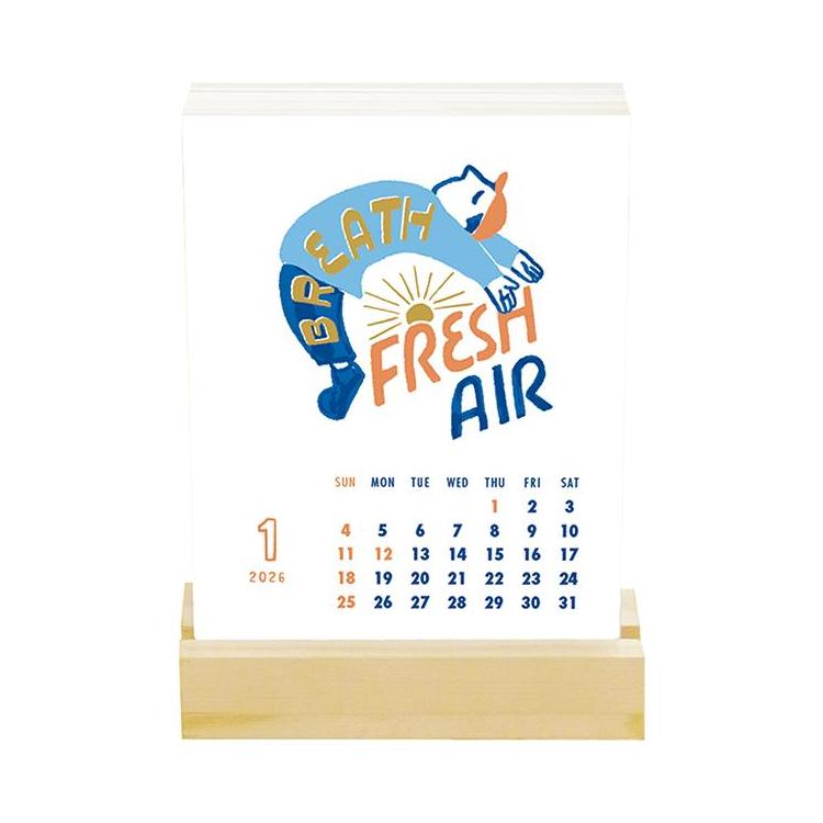2026年1月始まりカレンダー 卓上 レタープレススタンド チョークボーイ