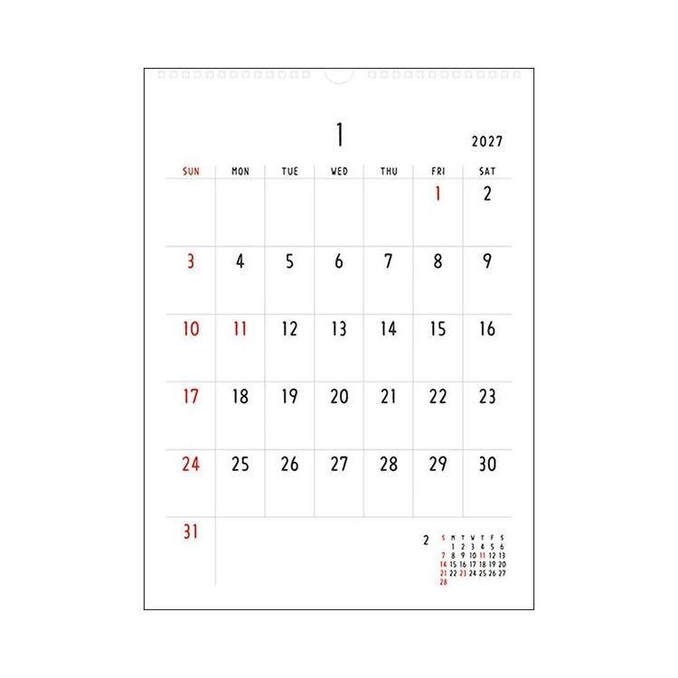 2027年1月始まりカレンダー 壁掛け Noritake