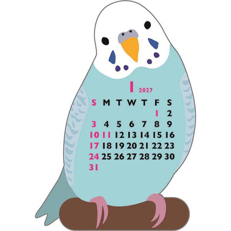 2027年1月始まり アニマルダイカットカレンダー ミニ インコ インコ