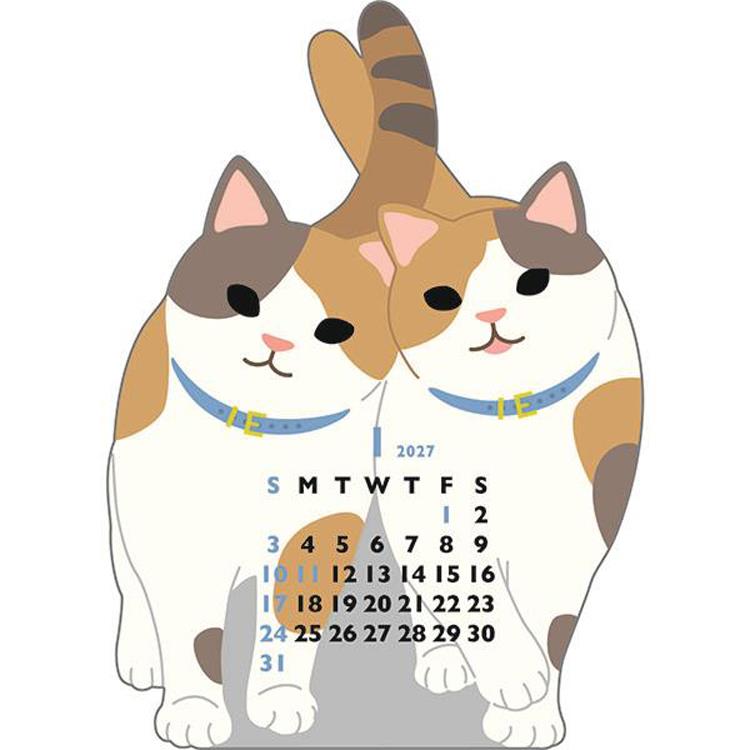 2027年1月始まり アニマルダイカットカレンダー ミニ ふたごねこ ふたごねこ