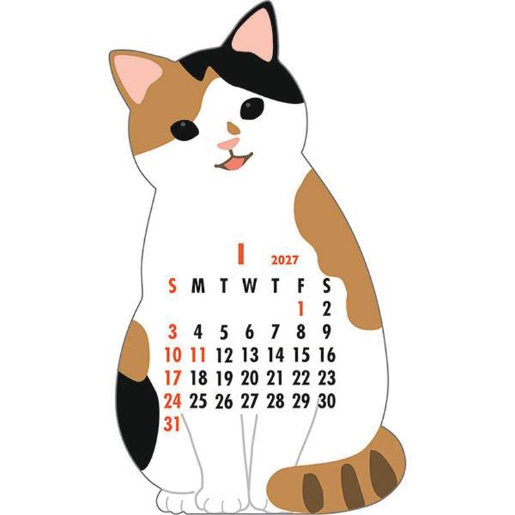 2027年1月始まり アニマルダイカットカレンダー ねこ ねこ