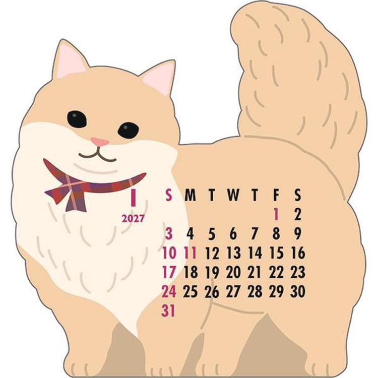 2027年1月始まり アニマルダイカットカレンダー マンチカン マンチカン