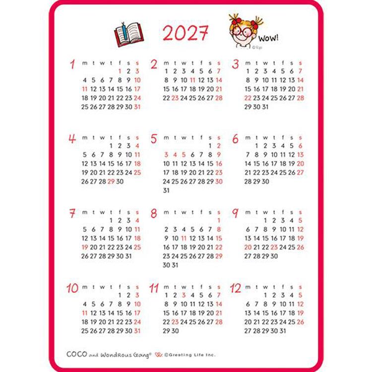 2027年1月始まり手帳 月間 A6 カスタムダイアリーステッカーズ ココちゃん