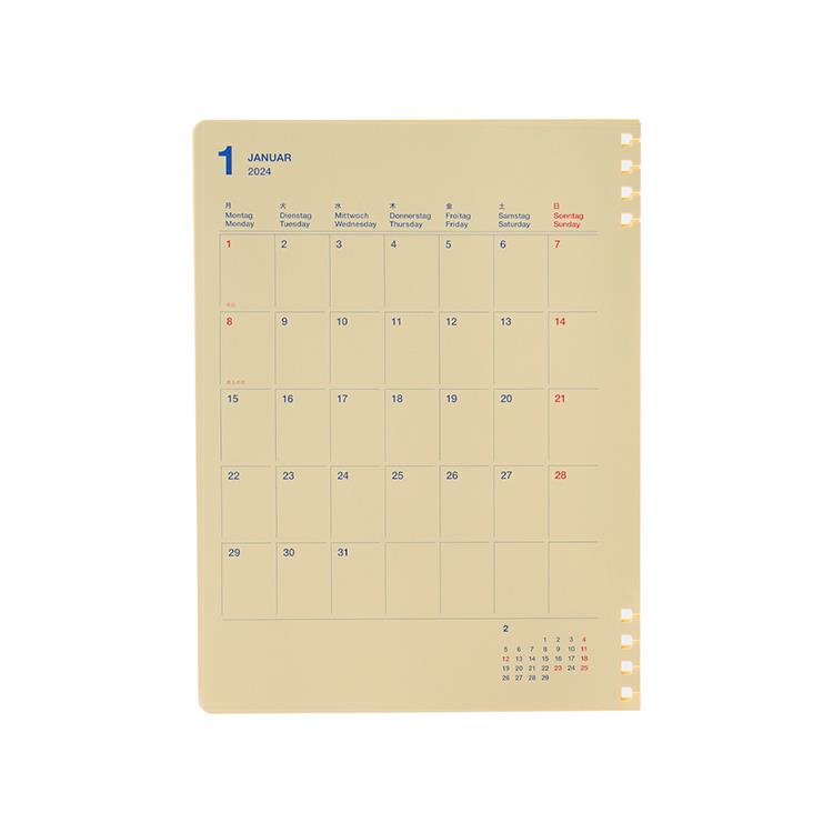 A5マンスリー手帳2024 ルーズリーフ kleid クレイド 2024年月間ダイアリー Kraft eric kleid loose leaf diary A5 新日本カレンダー スケジュール帳 シンプル ビジネス 12月始まり 令和6年手帖  メール便可 マシュマロポップ
