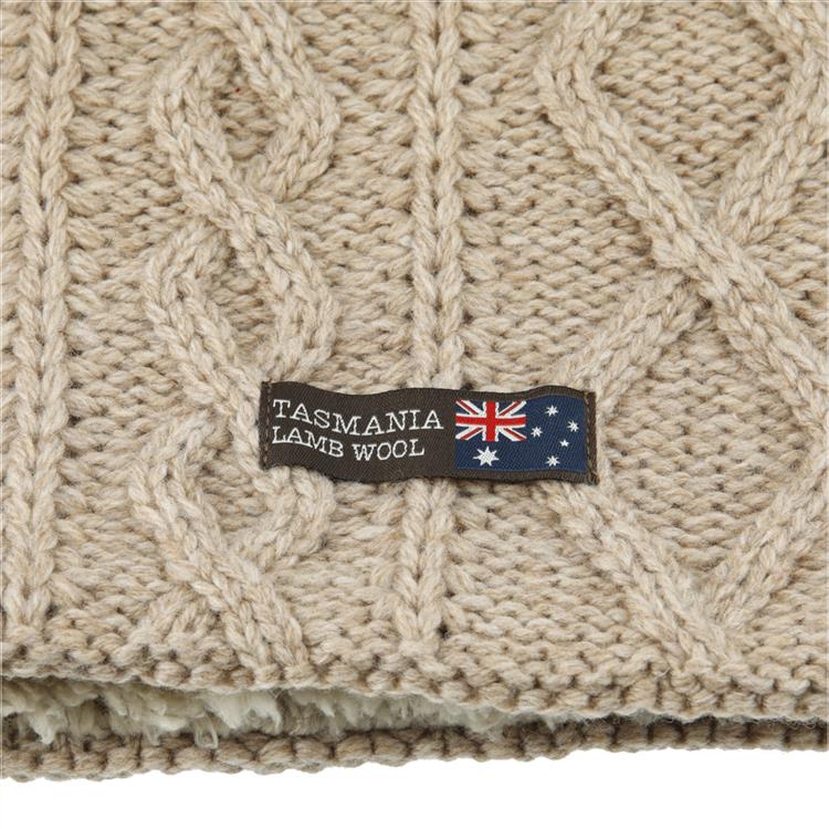 ネックウォーマー ケーブル編み ベージュ タスマニアラムウール【ロフト限定】 ベージュ