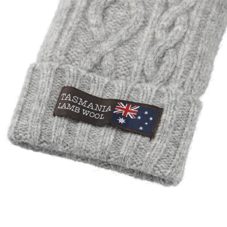 フィンガーレスグローブ ケーブル編み ライトグレー タスマニアラムウール【ロフト限定】 ライトグレー