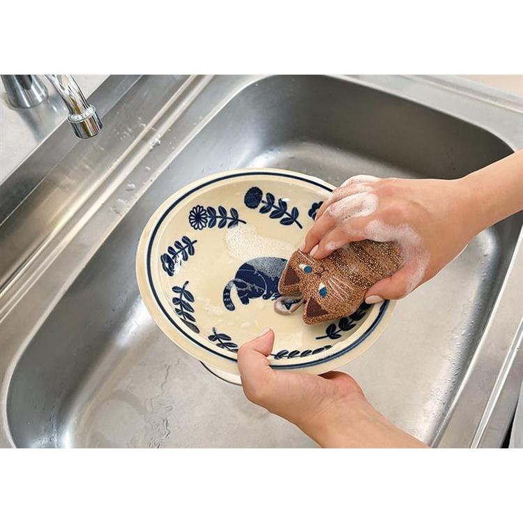 きらきらキッチンスポンジ ネコ ブラウン