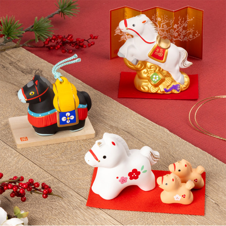 錦彩招福寿々午(恵駒土鈴) 黒【ロフト限定】