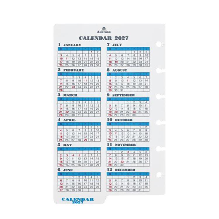 2026年1月始まりシステム手帳用リフィル ミニ6 カレンダーリフター