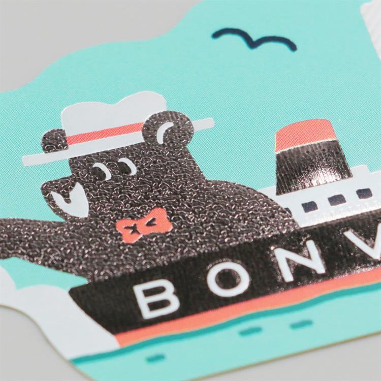 ダイカットステッカー オビワン×ロッカク レトロ郵便 旅熊 シップスツアー シップスツアー