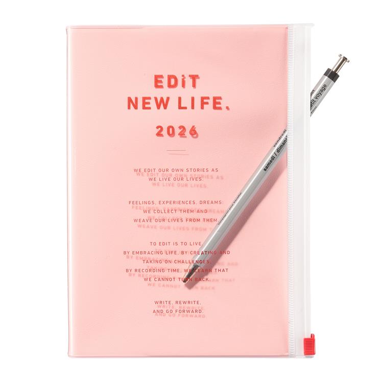 2026年4月始まり手帳 デイリー B6変形 EDiT タイポポケット ストロベリーミルク ストロベリーミルク