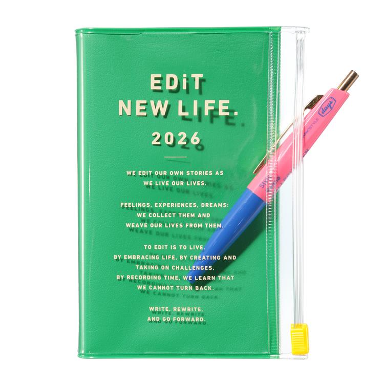 2026年4月始まり手帳 デイリー B7変形 EDiT タイポポケット ケリーグリーン ケリーグリーン