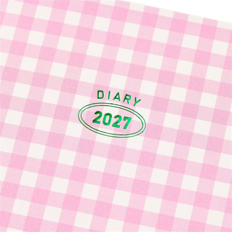 2026年12月始まり手帳 週間ブロック B6 ハードカバー ギンガムチェック ピンク ピンク