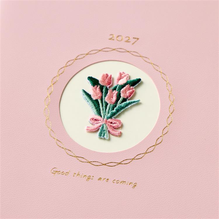 2026年12月始まり手帳 週間レフト B6 ワンポイント刺繍 チューリップ チューリップ