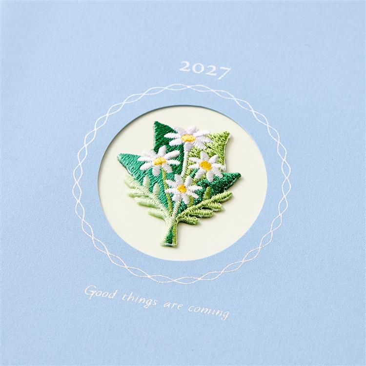 2026年12月始まり手帳 週間レフト B6 ワンポイント刺繍 マーガレット マーガレット