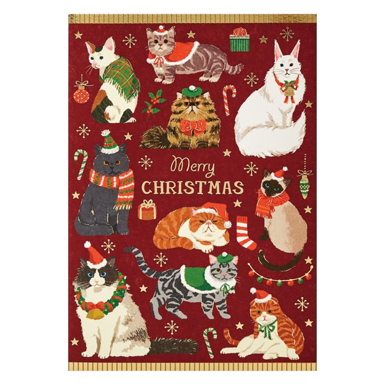 クリスマスカード ネコいっぱい