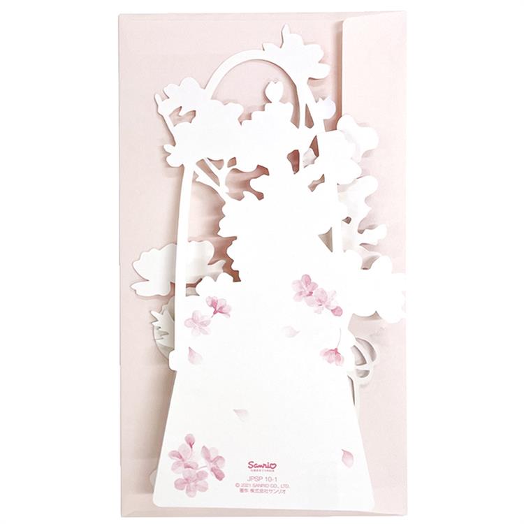 春柄　カード　立体　桜の花かご