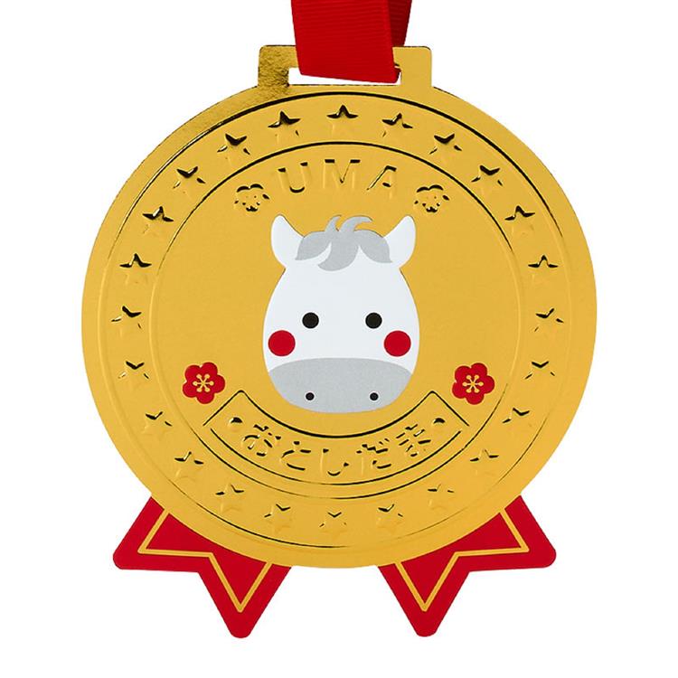 年賀ぽち袋 ダイカット メダル ウマ 1枚入り