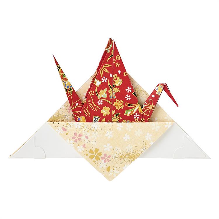 和風クリスマスカード 立体 折り鶴
