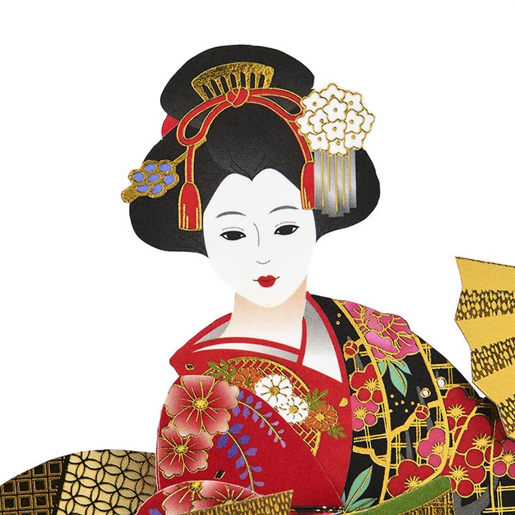 和風クリスマスカード 立体 日本人形