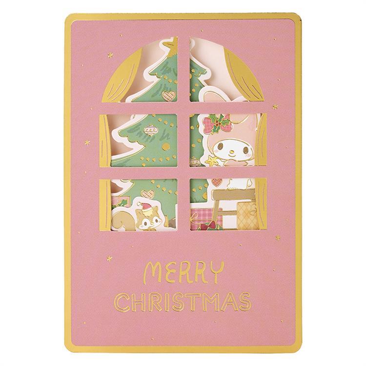 クリスマスカード ポップアップ サンリオキャラクターズ マイメロディ ツリー飾る マイメロディ