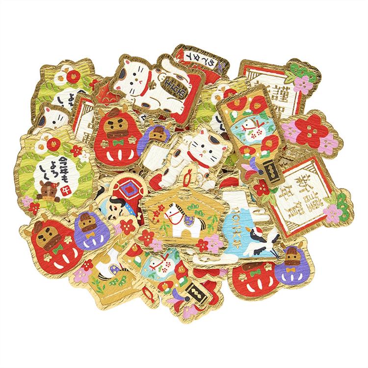 年賀フレークシール 縁起物