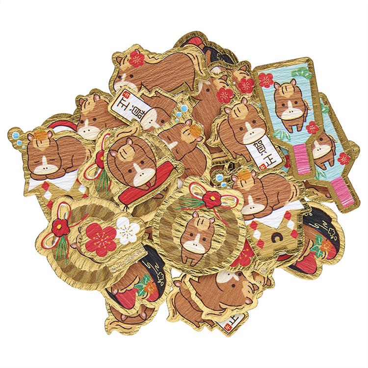 年賀フレークシール 正月小物ウマ