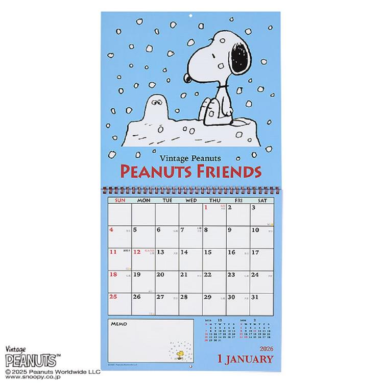 2026年1月始まりカレンダー 壁掛け L PEANUTS スヌーピー