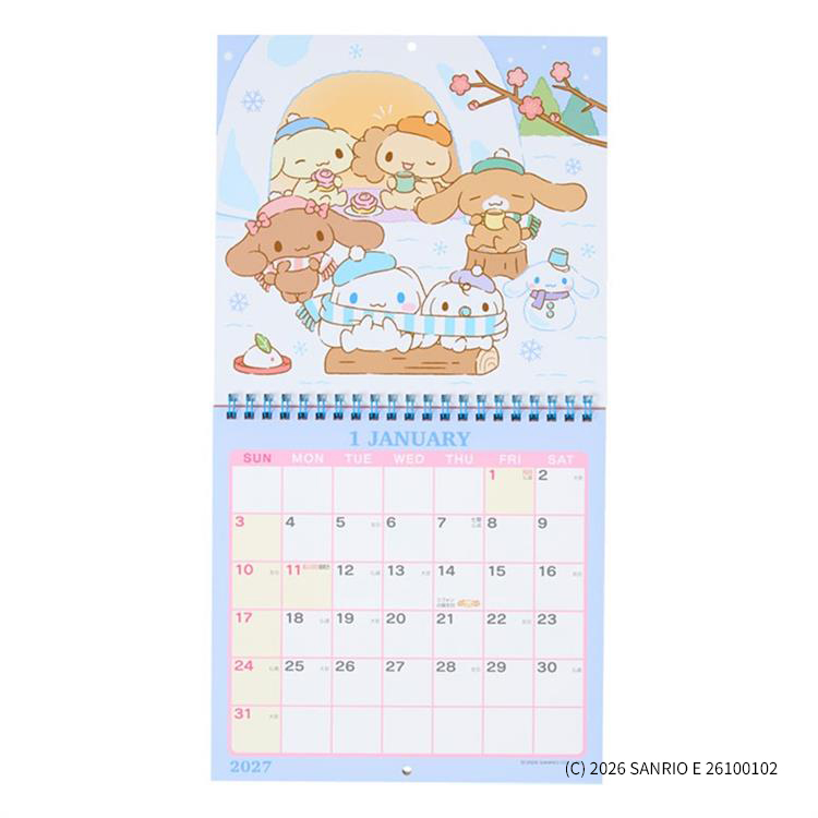 2027年1月始まり 壁掛け ウォールカレンダー サンリオキャラクターズ シナモロール シナモロール