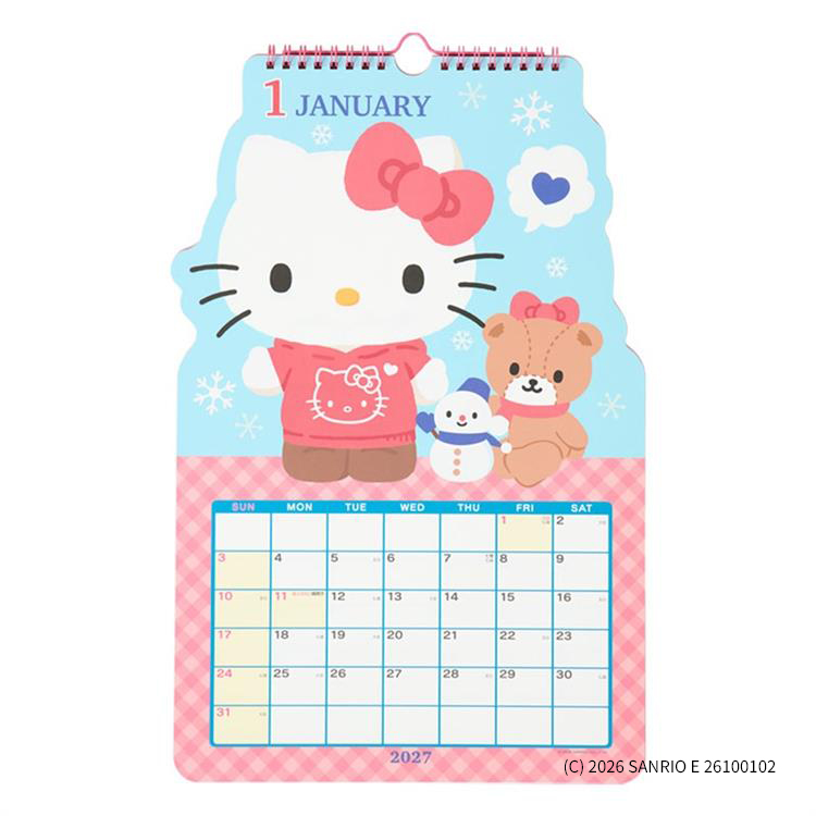 2027年1月始まり 壁掛け ダイカットカレンダー サンリオキャラクタース