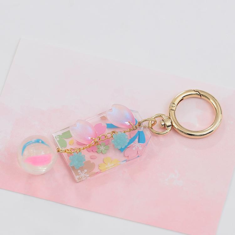 お守りバッグチャーム 桜 ブルー: ファッション＆トラベル雑貨