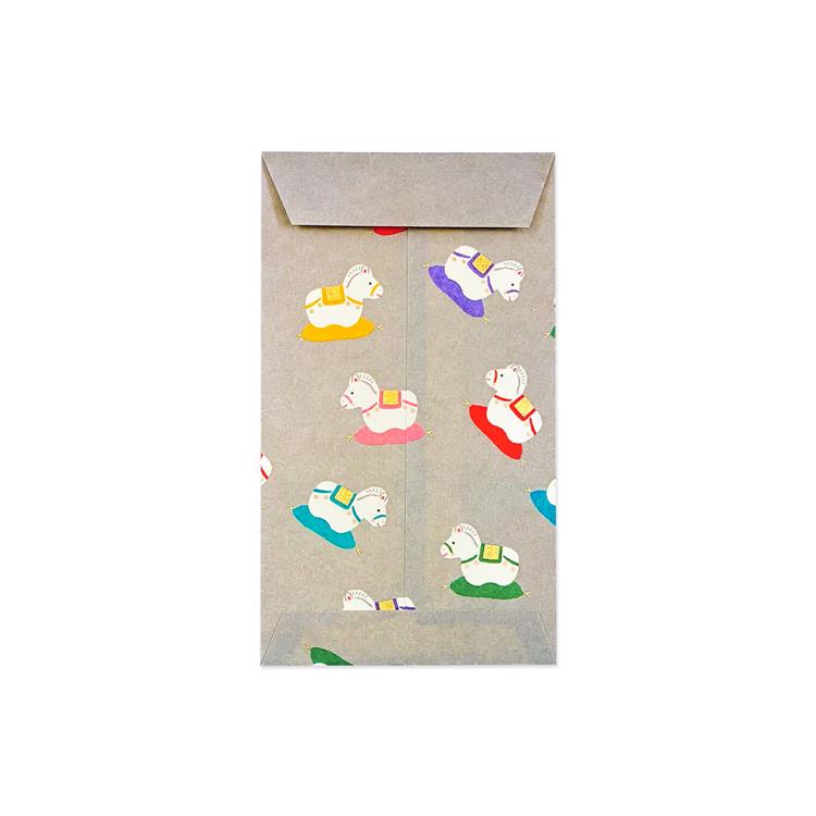 年賀ぽち袋 ふわり和紙 張子うま 3枚入り 張子うま