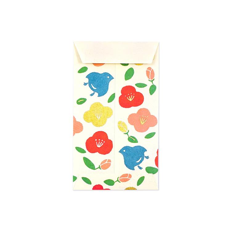 年賀ぽち袋 ふわり和紙 つばき 3枚入り つばき