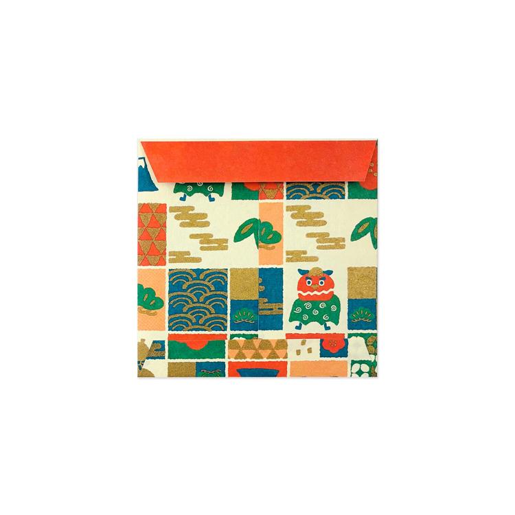 年賀ぽち袋 二つ折り ふわり和紙 遊び市松 5枚入り 遊び市松