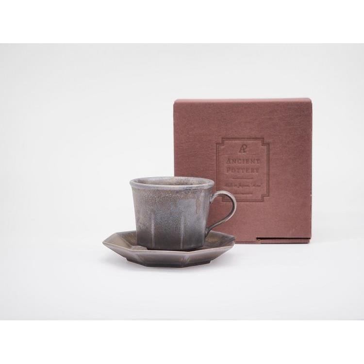 オクタゴナルカップ&ソーサー 240ml ブラス エイシェントポタリー カップ&ソーサー:ホワイト