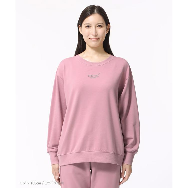 リカバリーウェア スウェット ウィメンズ 長袖クルーネックシャツ ピンク Lサイズ L:ピンク