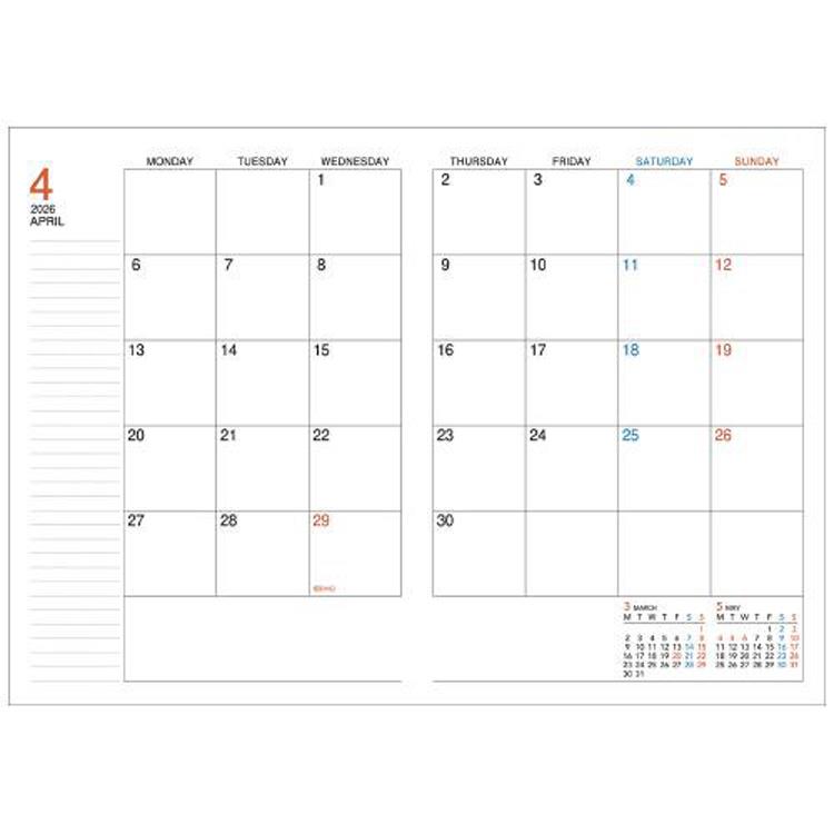 2026年4月始まり 月間 B6 キャンパスダイアリー スタンダード ピンク ピンク