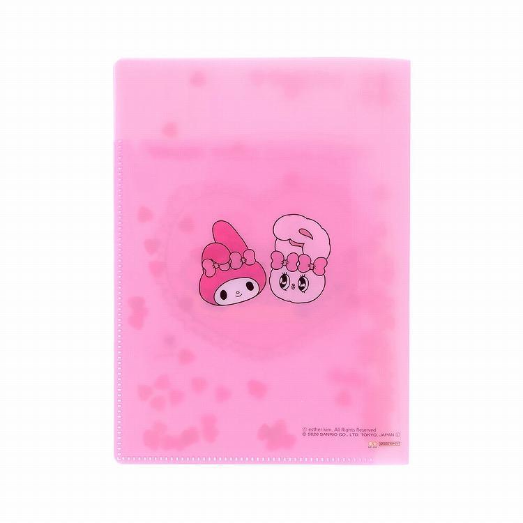 スパンコール入りクリアファイル ピンク A5 エスターバニー×マイメロディ ピンク