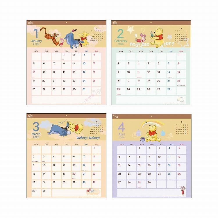 2026年1月始まりカレンダー 壁掛け スクエア くまのプーさん