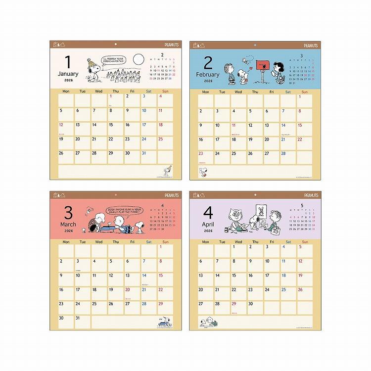 2026年1月始まりカレンダー 壁掛け スクエア スヌーピー