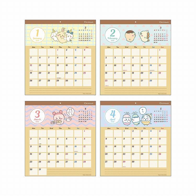 2026年1月始まりカレンダー 壁掛け スクエア ちいかわ