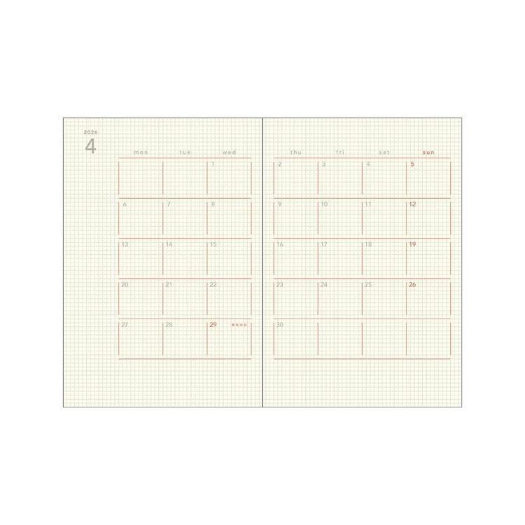 2026年3月始まり手帳 月間 B6 isshoni. ホワイト ホワイト