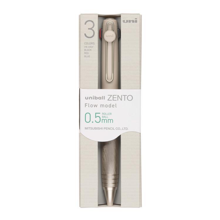 ユニボール ゼント フローモデル 3色ボールペン 0.5mm 水性 ヘアラインベージュ ヘアラインベージュ