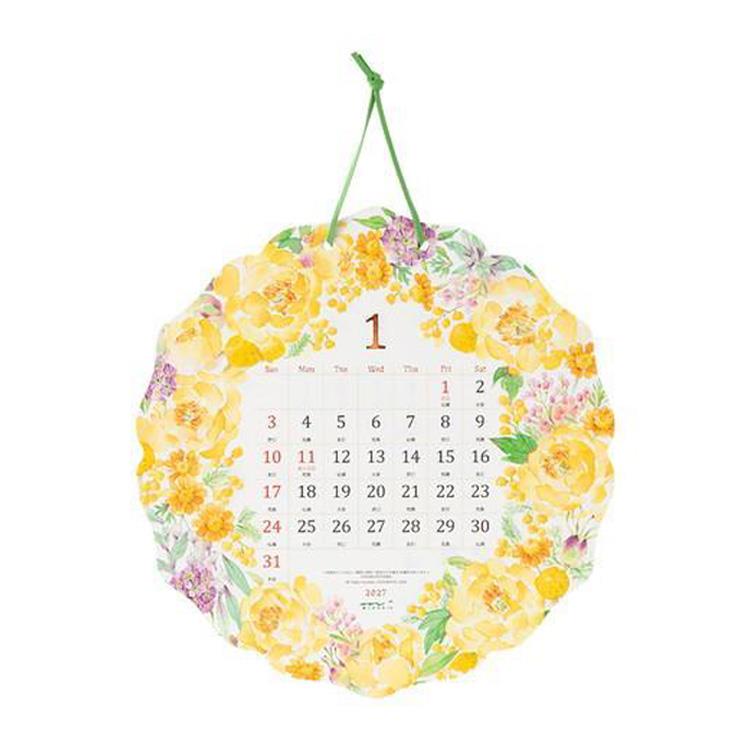 2027年1月始まりカレンダー 壁掛け ダイカットカントリータイム 花柄 カントリータイム 花柄